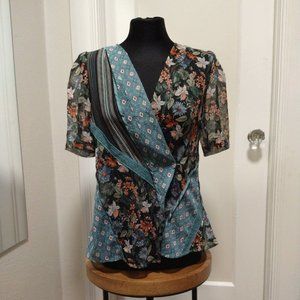 Tiny by Anthropologie Patchwork Floral Wrap Top